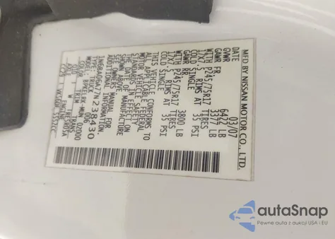 2007 Nissan Titan Xe из США, поврежденный, VIN 1N6BA06A77N238430